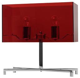 Červená moderní designová stolní lampa model XANADU s kovovým stojanem