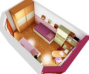 3D návrh interiéru dětského pokoje pro holčičky, úhel 7