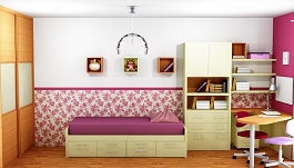 3D návrh interiéru dětského pokoje pro holčičky, úhel 8