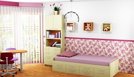 3D návrh interiéru dětského pokoje pro holčičky, úhel 9