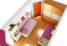 3D návrh interiéru dětského pokoje pro holčičky, úhel 5
