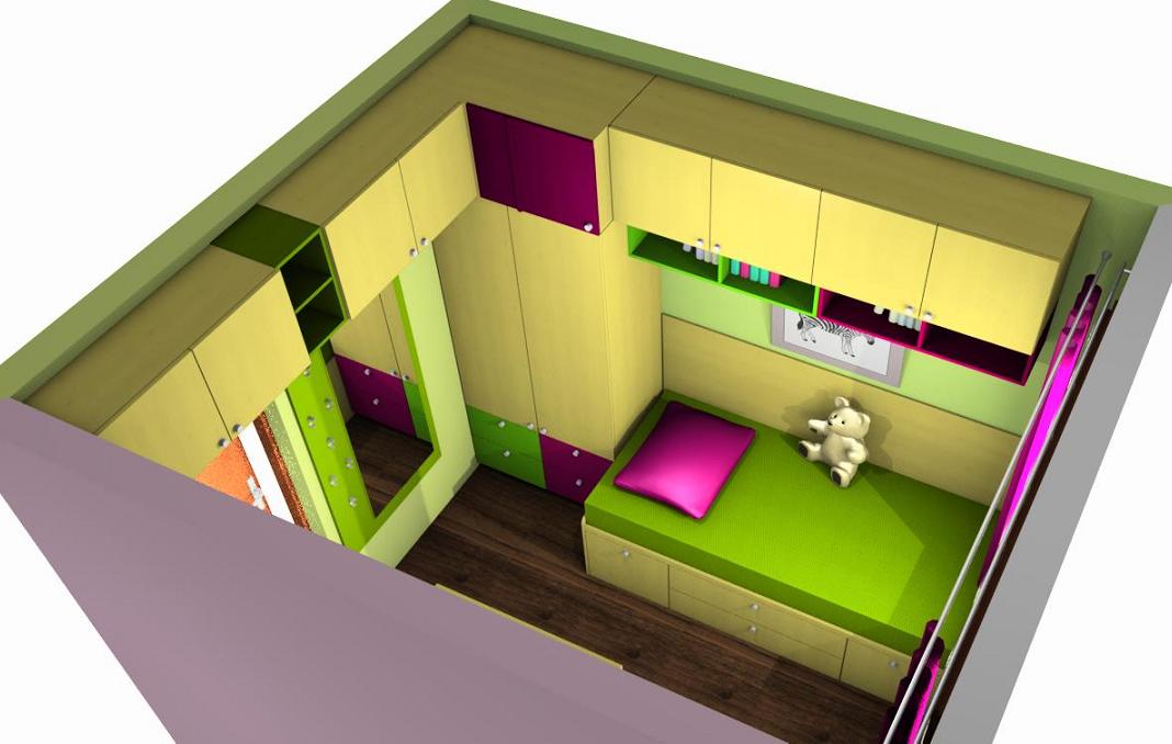 3D návrh interiéru dětského klučičího pokoje úhel 3