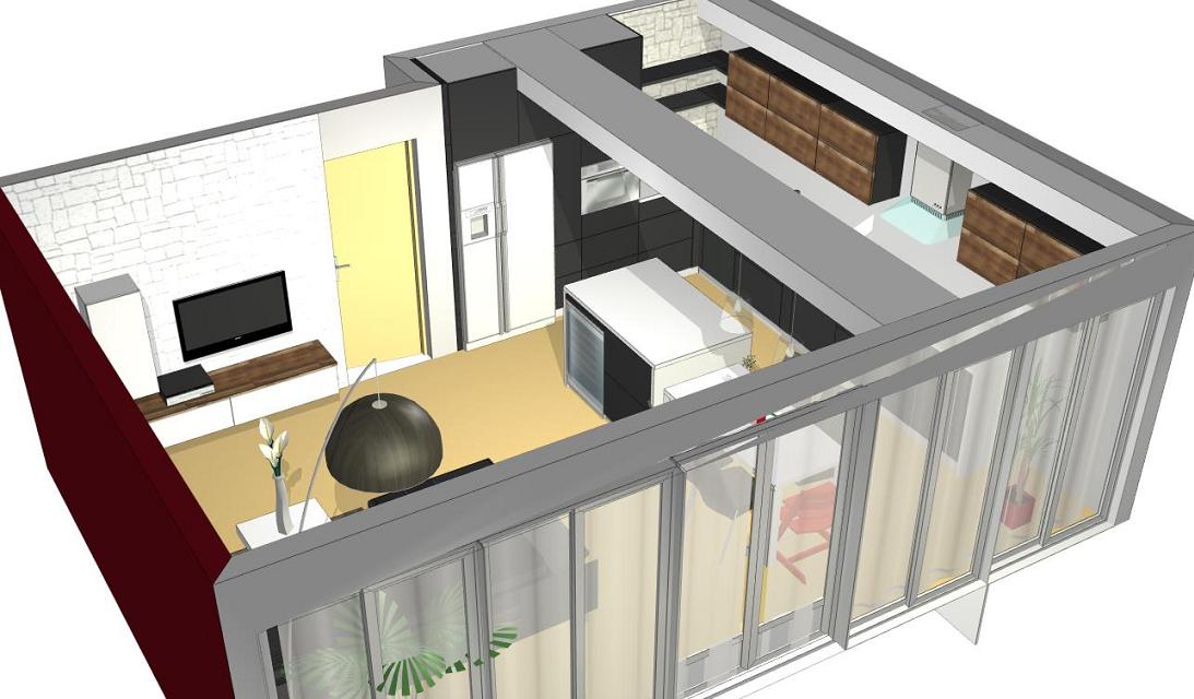 3D návrh interiéru kuchyně úhel 3