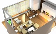 Další ukázka 3D návrhu interiéru obývacího pokoje